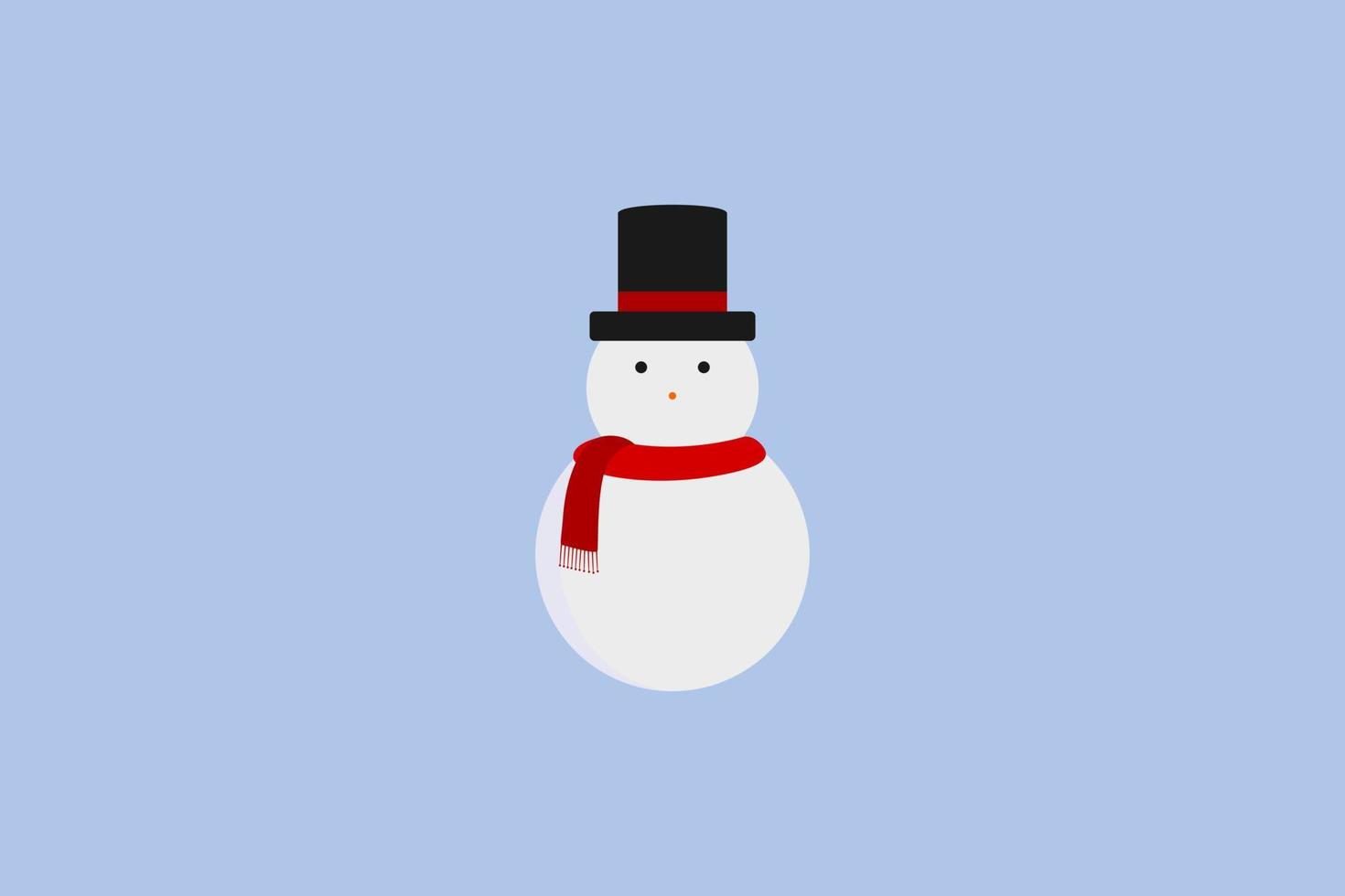 Simpe Snowman Flat Illustration Vector on Blue Background