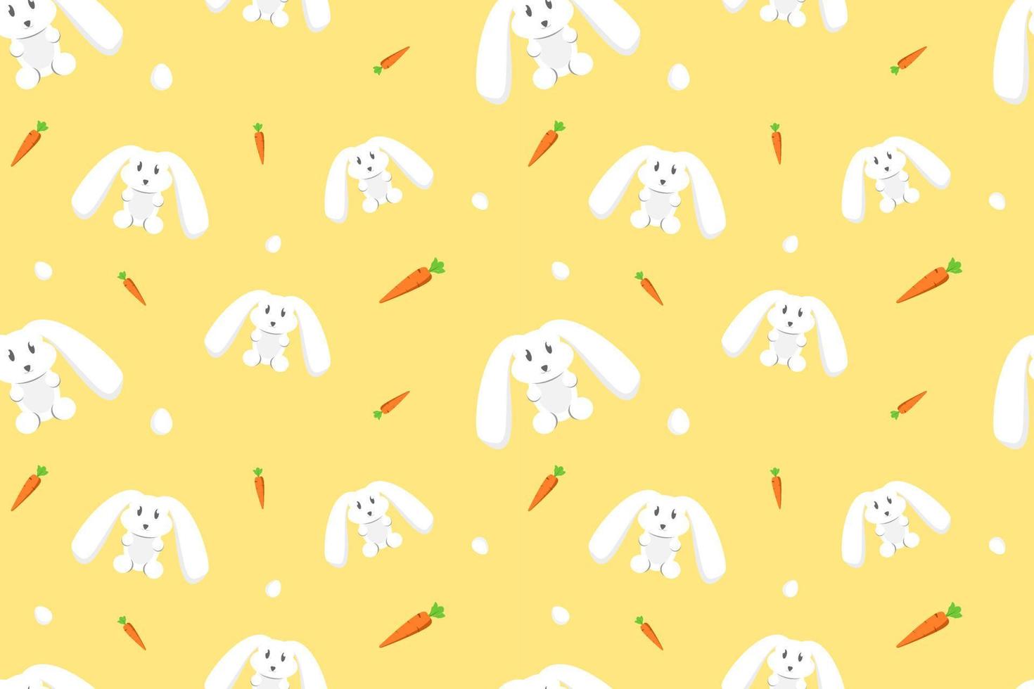 Kawaii Rabbit Seamless Pattern Yellow Design vector