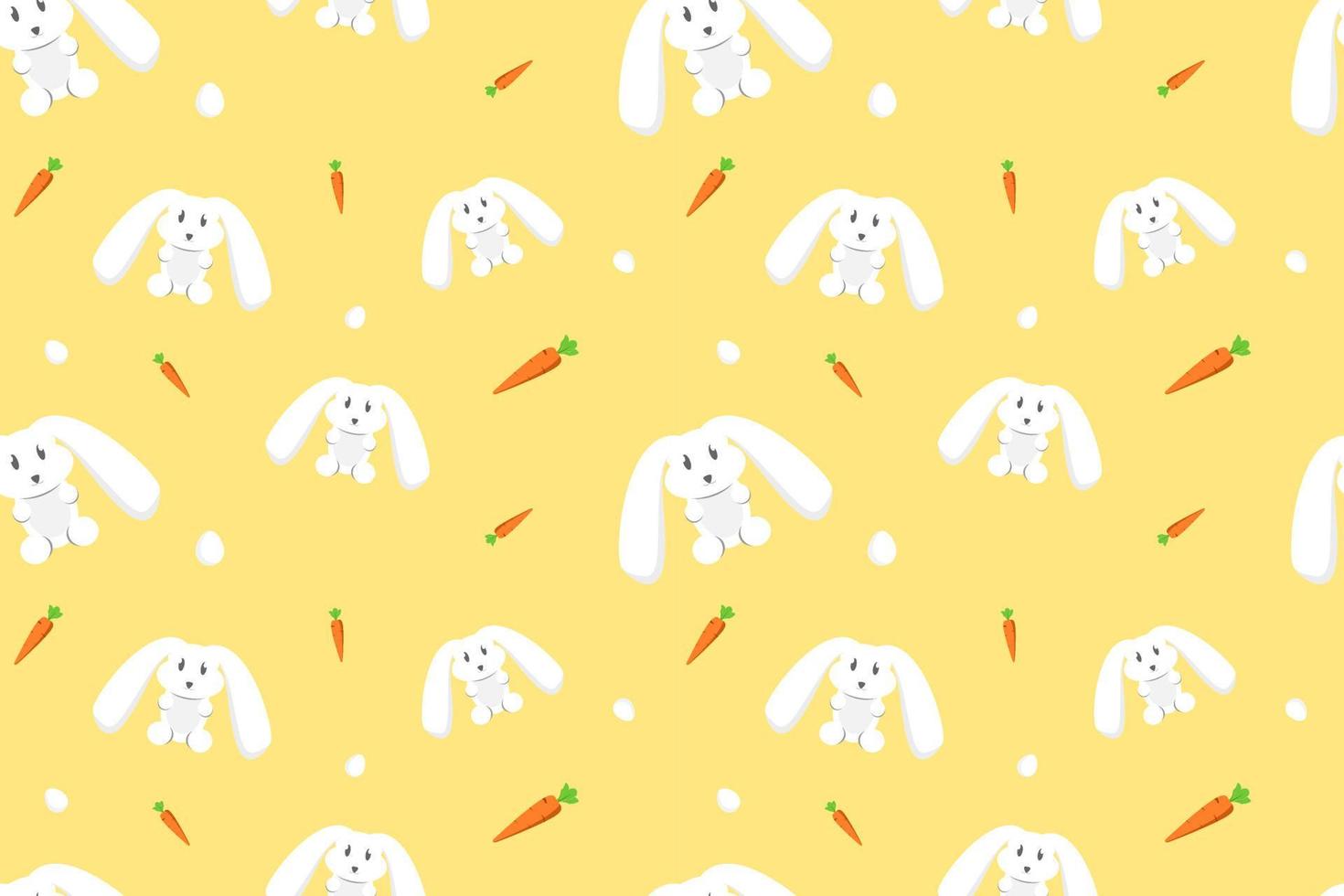 Kawaii Rabbit Seamless Pattern Yellow Design vector