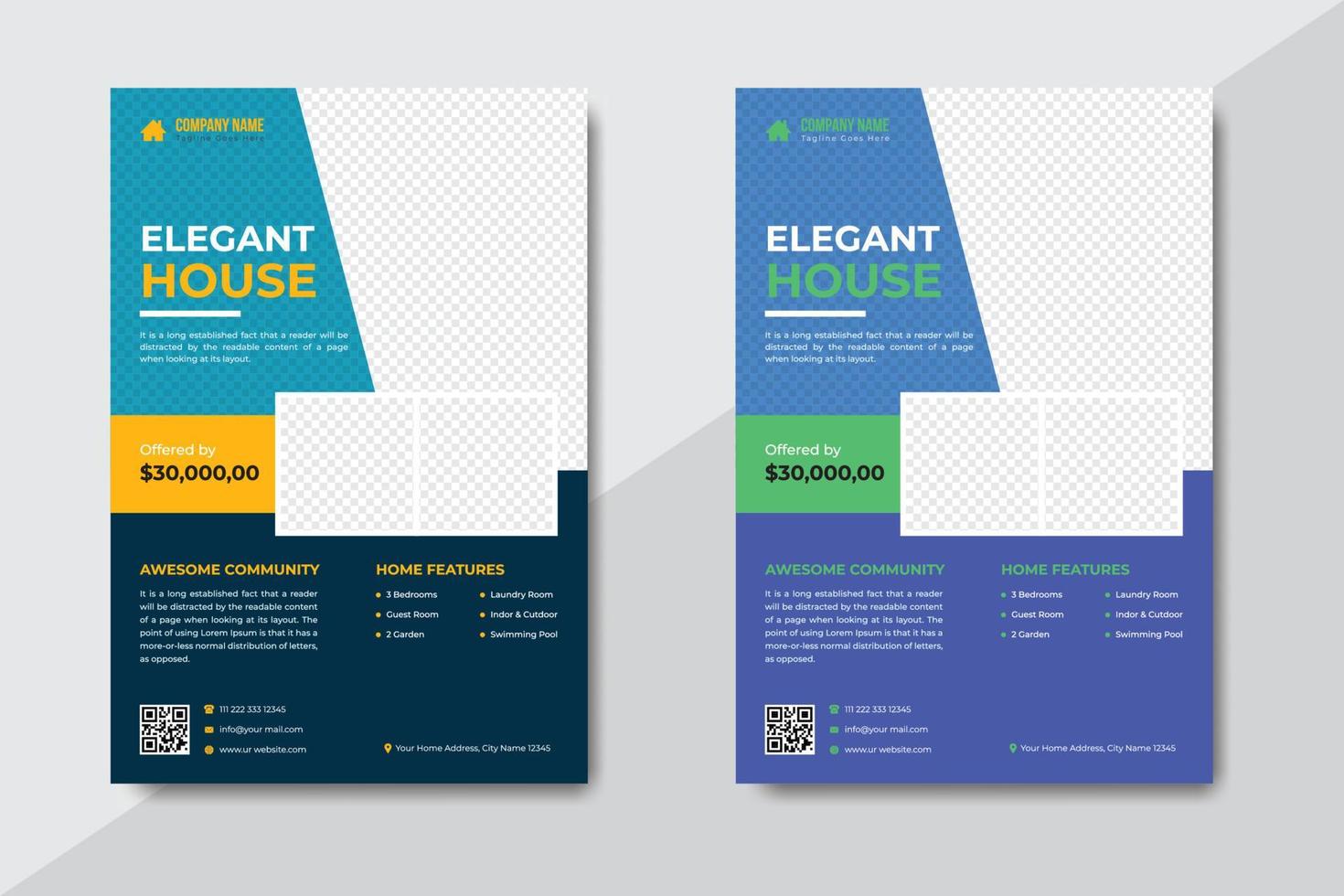 Modern Home for Sale Real Estate Agency Flyer or Poster Design Template vector