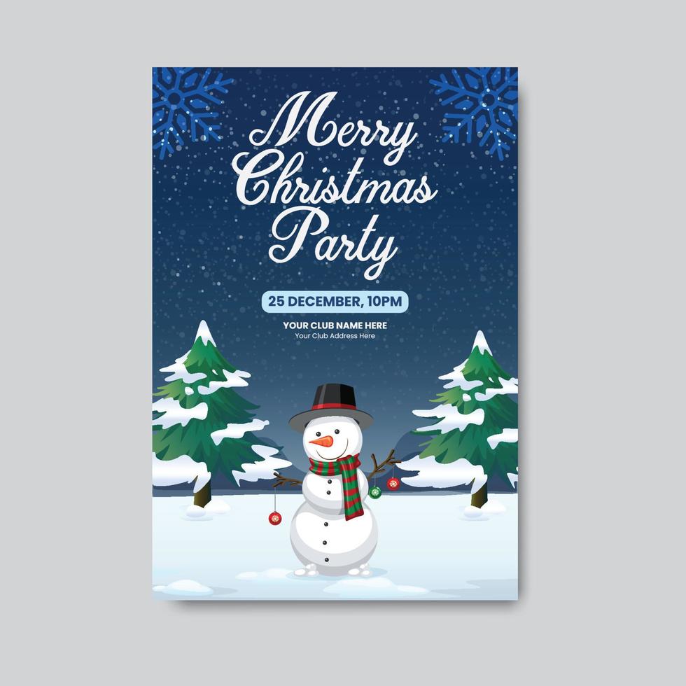 Merry Christmas and Happy New Year Party Flyer or Poster Design Template vector