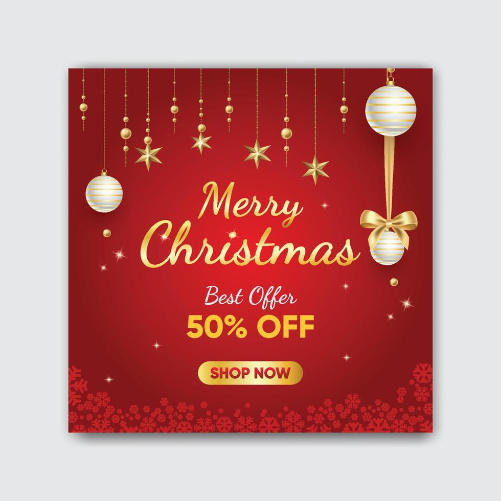 Merry Christmas Special Offer Social Media Post Design Template vector