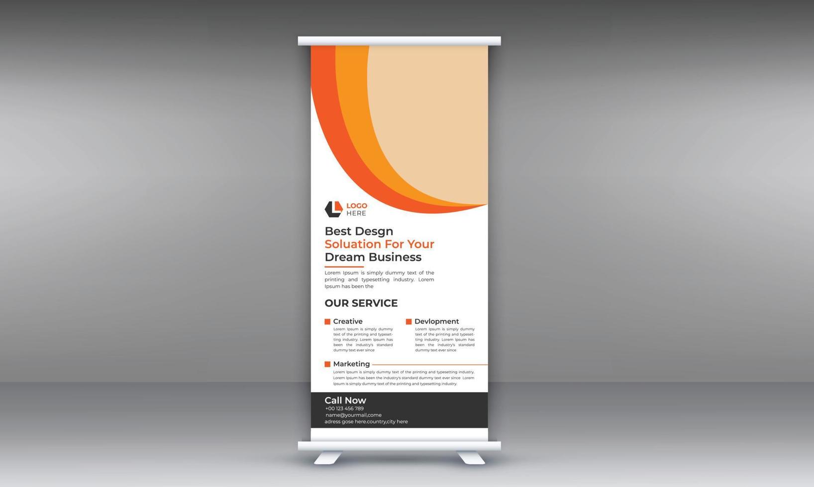 Roll up banner design template, vertical, abstract background, pull up design, modern banner vector