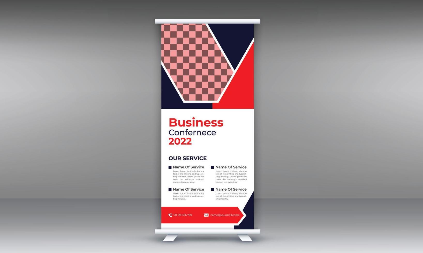 Roll up banner design template, vertical, abstract background, pull up design, modern banner vector