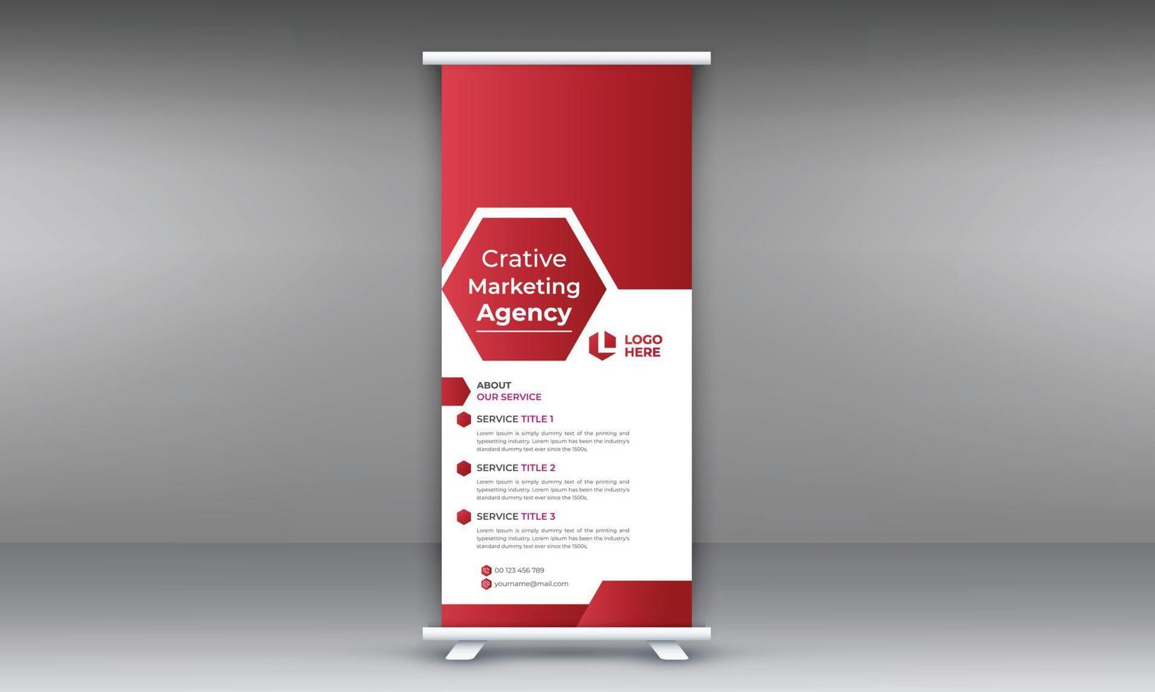 Roll up banner design template, vertical, abstract background, pull up design, modern banner vector