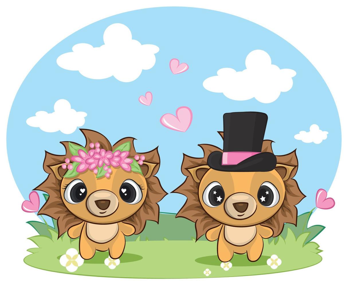 Cute couple wild animals love Valentine s Day vector