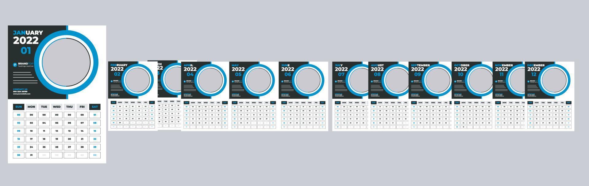 calendario de pared 2022 vector