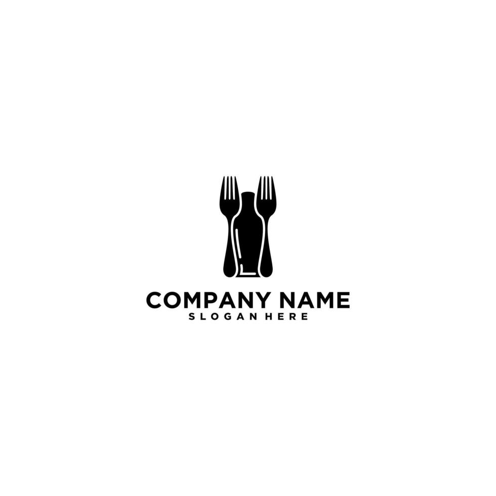 Sake spoon and bottle illustration logo vector