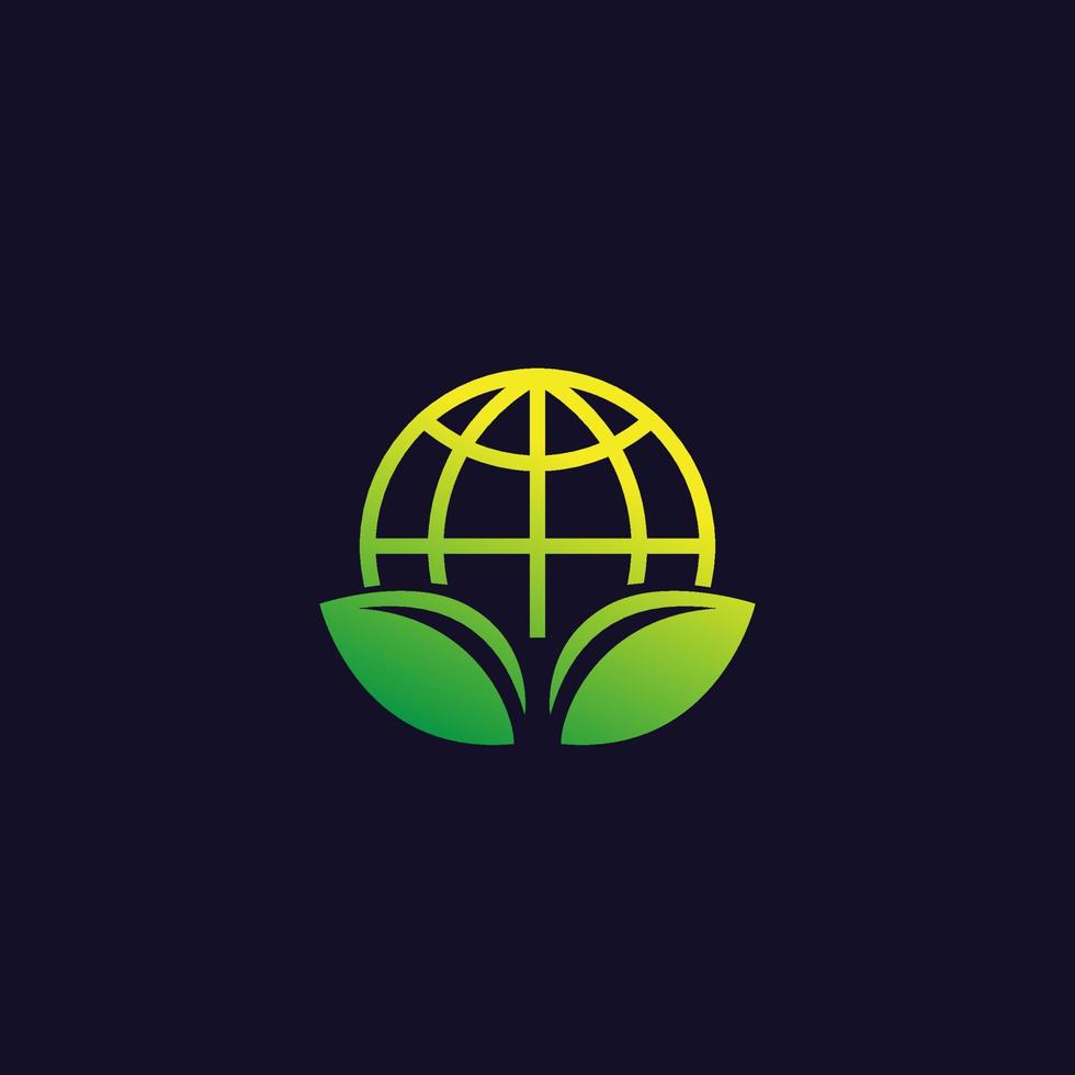 green leaf and globe vector icon