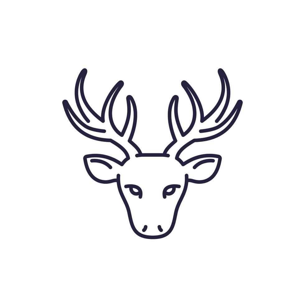 deer head, stag logo, line vector