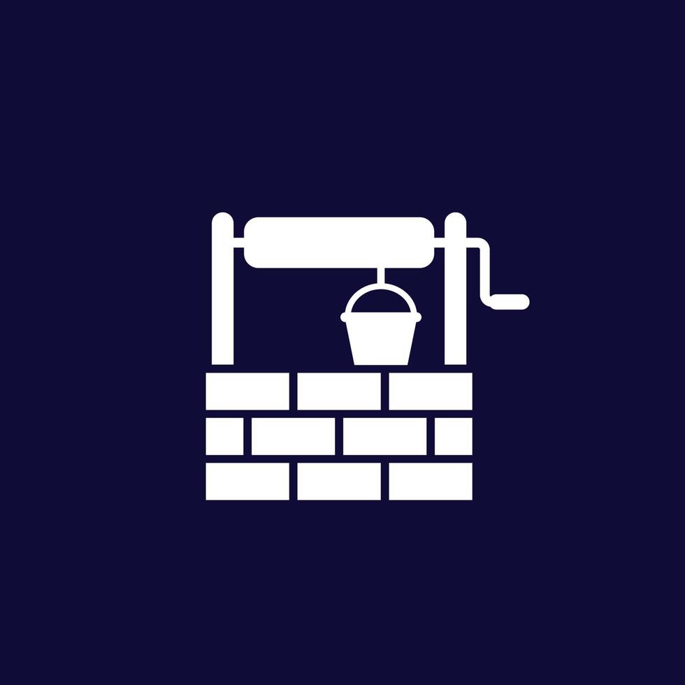 water well icon on dark vector
