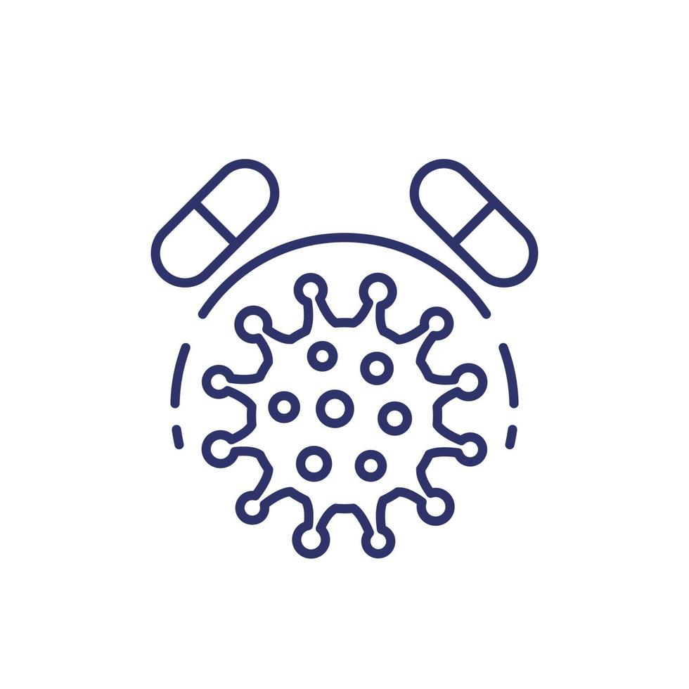 antibiotic resistance line icon on white vector