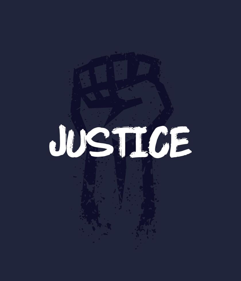 justice poster with fist held high in protest vector
