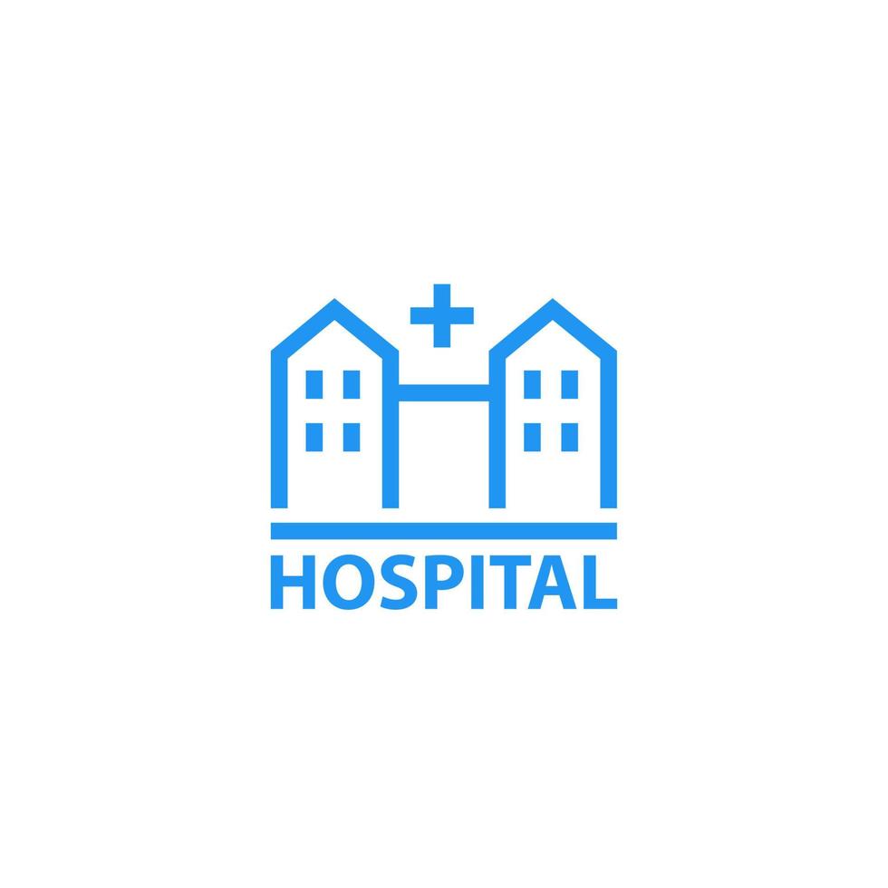 icono de hospital, lineal en blanco vector