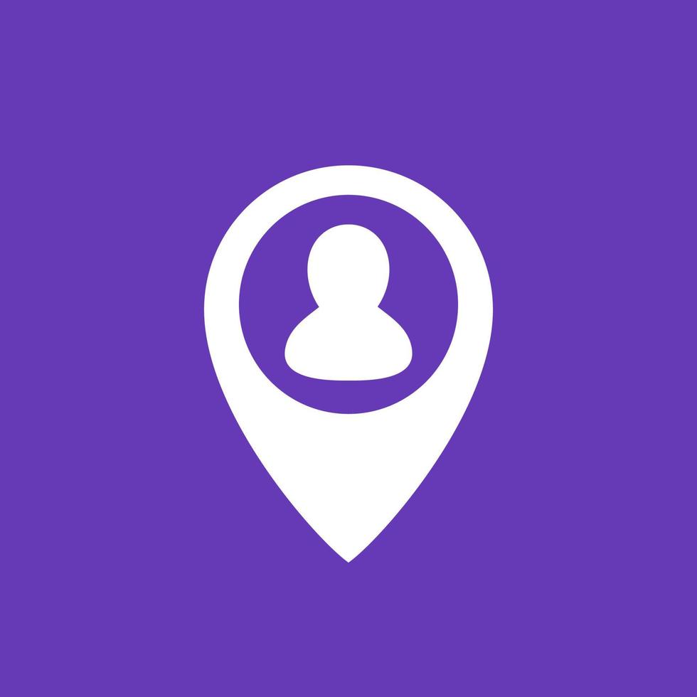 man on pin icon, vector pictogram