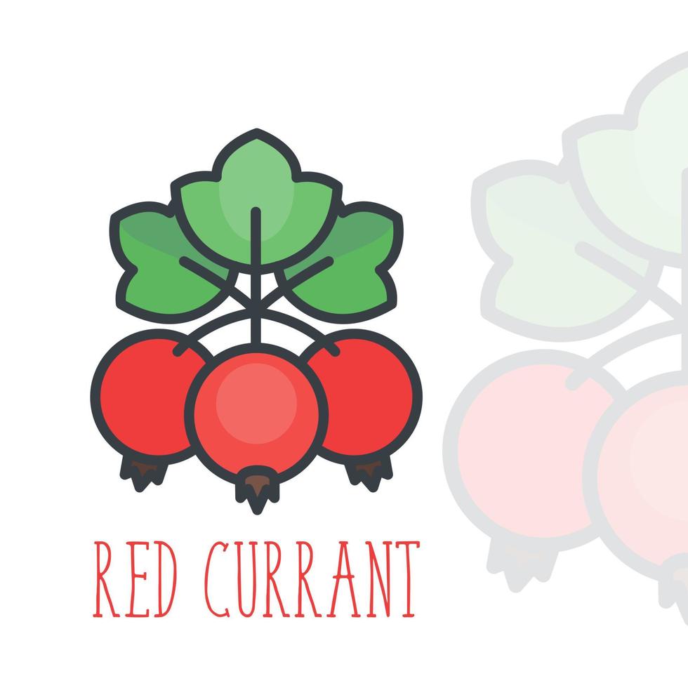 red currant icon over white in flat style, vector illustration