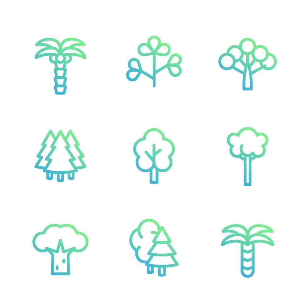 arboles iconos lineales vector