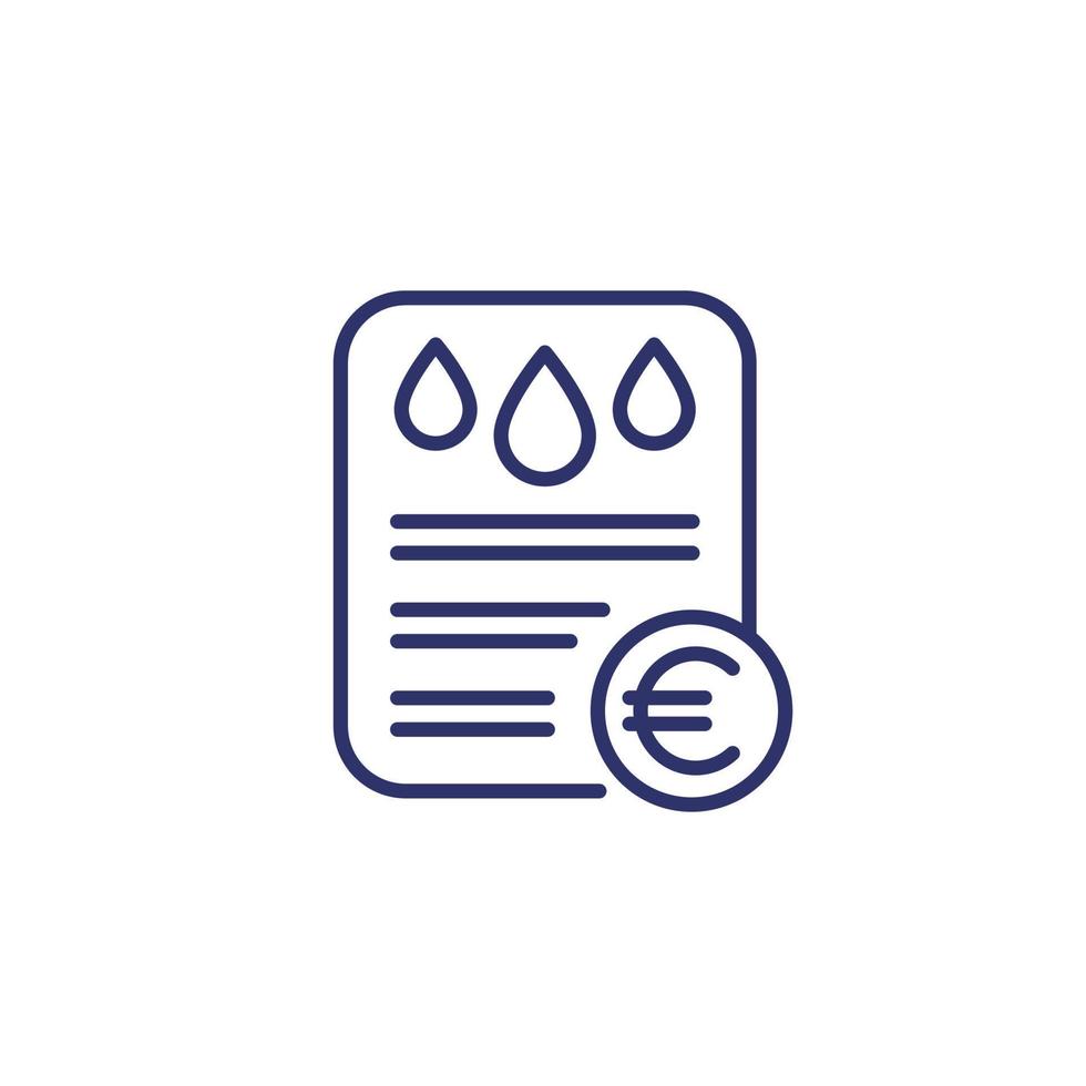 water utility bill line icon with euro vector