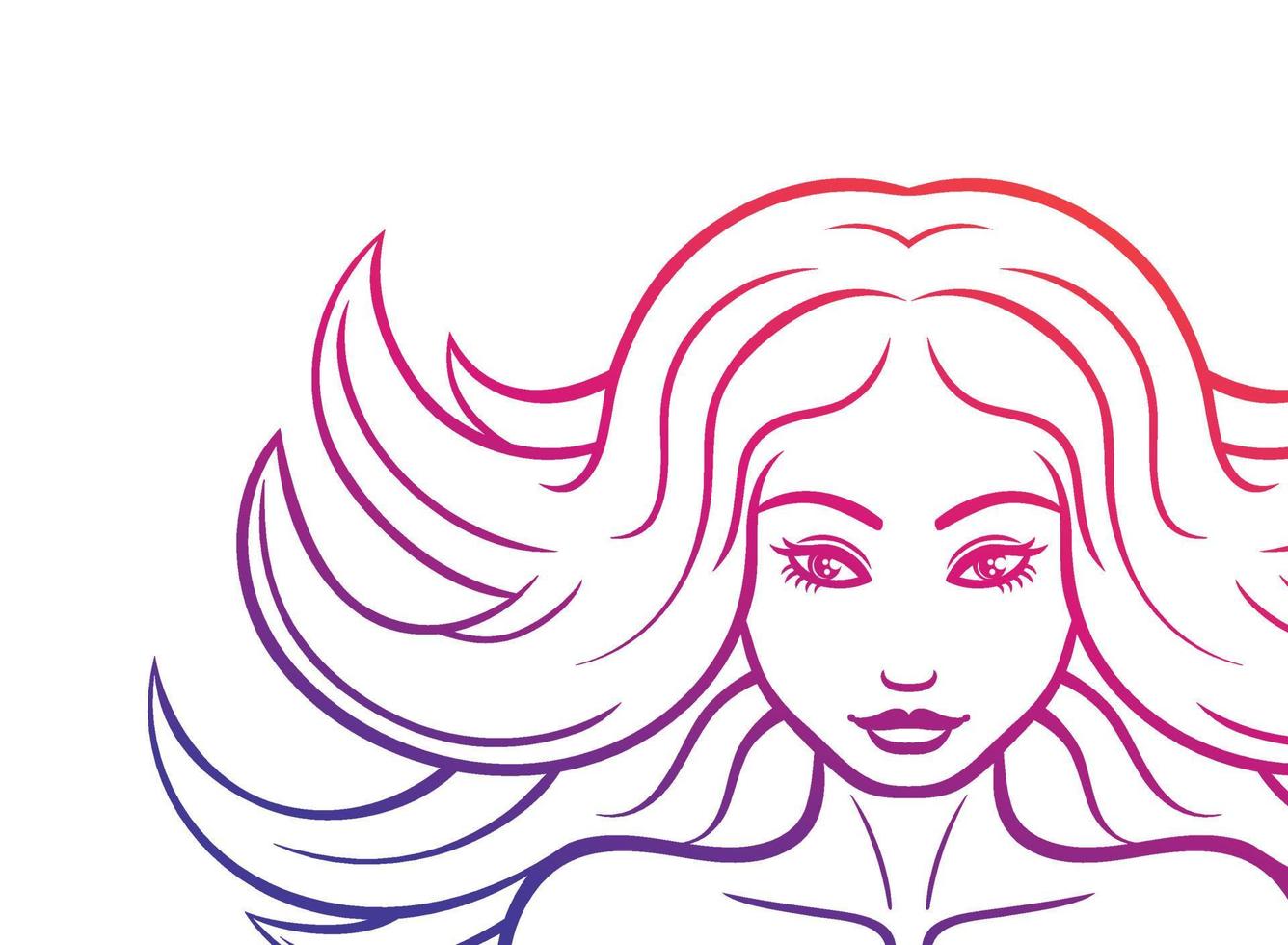 pretty girl face outline on white vector