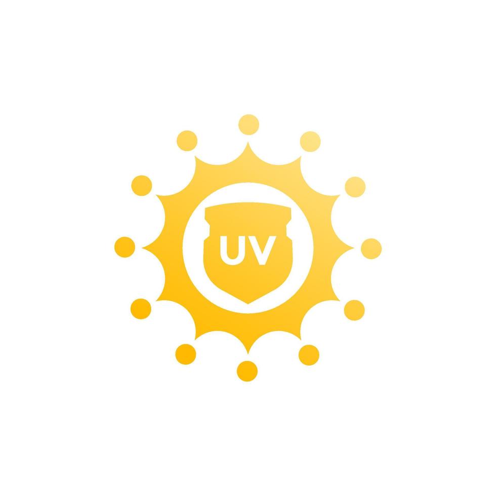 icono de protección uv, sol y escudo vector