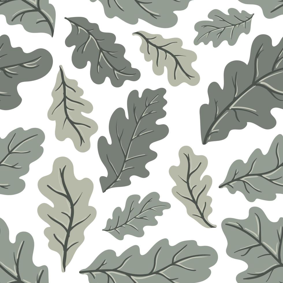 Green oak leaves vector seamless pattern. Texture of a leaf fall deciduous tree branch for fabrics, wrapping paper, backgrounds and other designs.