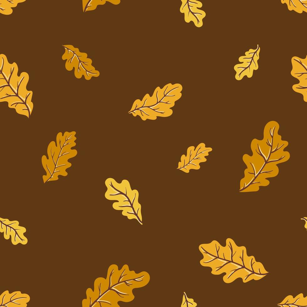 Ginger, gold and yellow autumn oak leaves vector seamless pattern. Texture of a leaf fall deciduous tree branch for fabrics, wrapping paper, backgrounds and other designs.