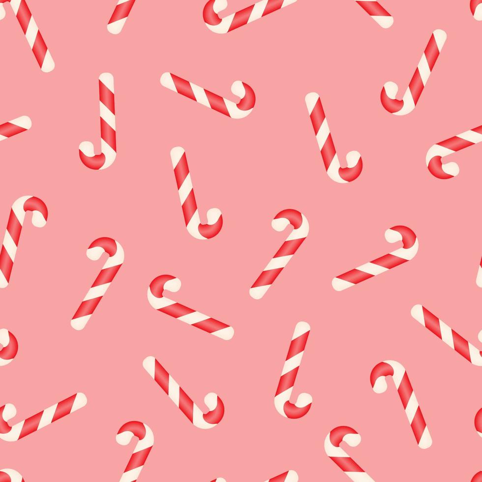 Candy cane seamless christmas pattern. Happy New Year and Merry Christmas background. Vector winter holidays print for textile, wallpaper, fabric, wrapping paper, greeting cards design.