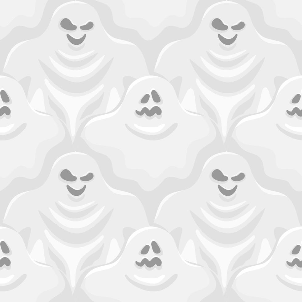 Halloween cartoon ghost vector seamless pattern. Spooky halloween texture for textile, wrapping paper, cover, background, wallpaper, surface, web design.