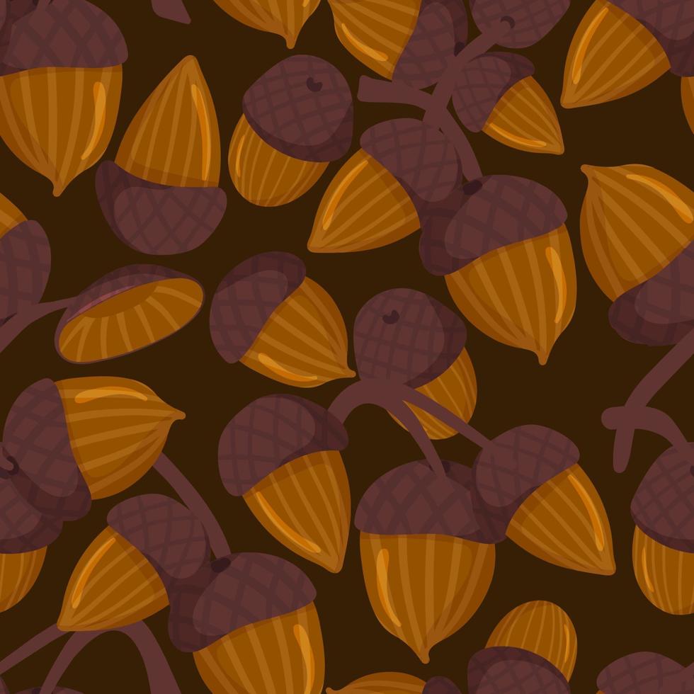 jengibre, oro y roble amarillo otoñal, bellotas vector de patrones sin fisuras. textura de otoño para telas, papel de regalo, fondos y otros diseños.