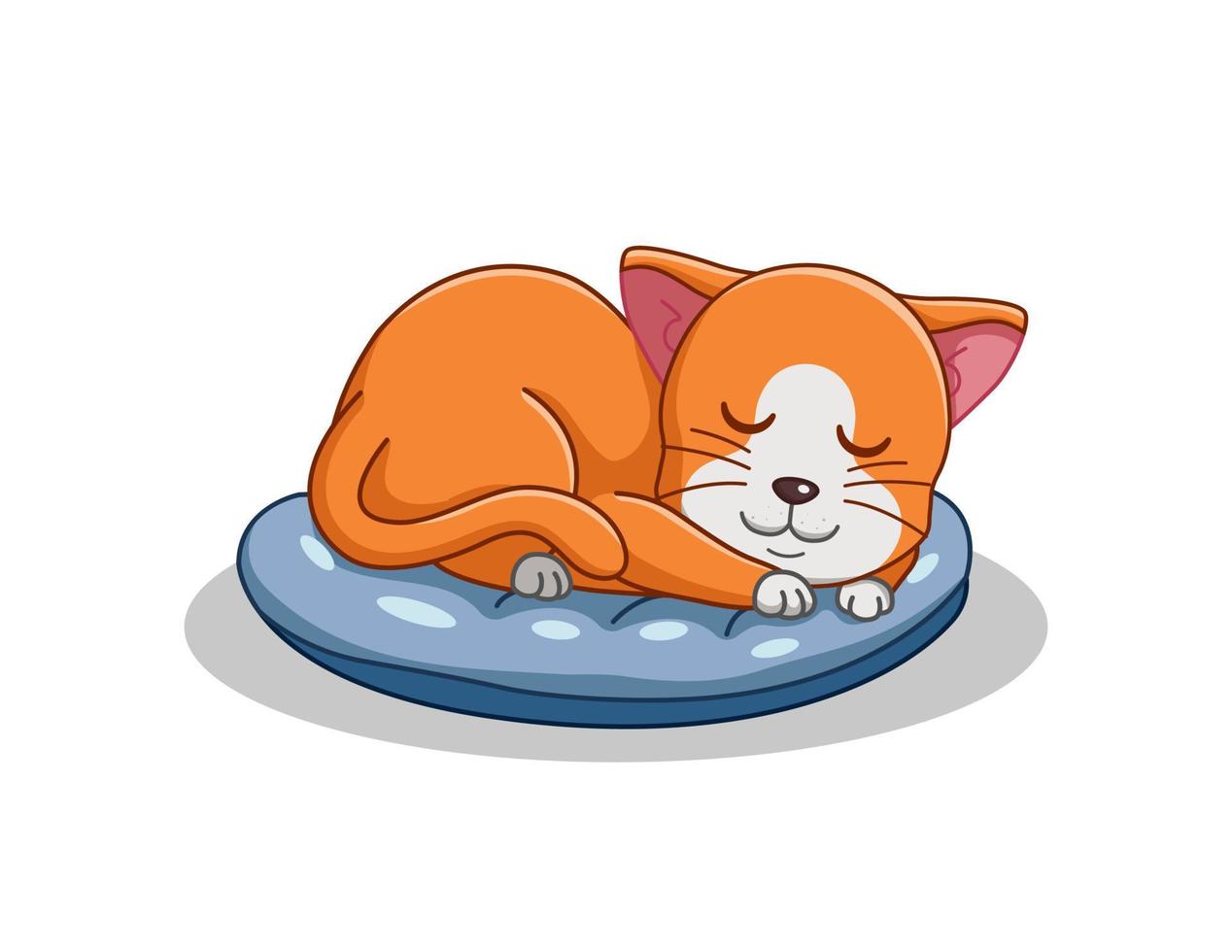 lindo gato de dibujos animados durmiendo en la almohada vector