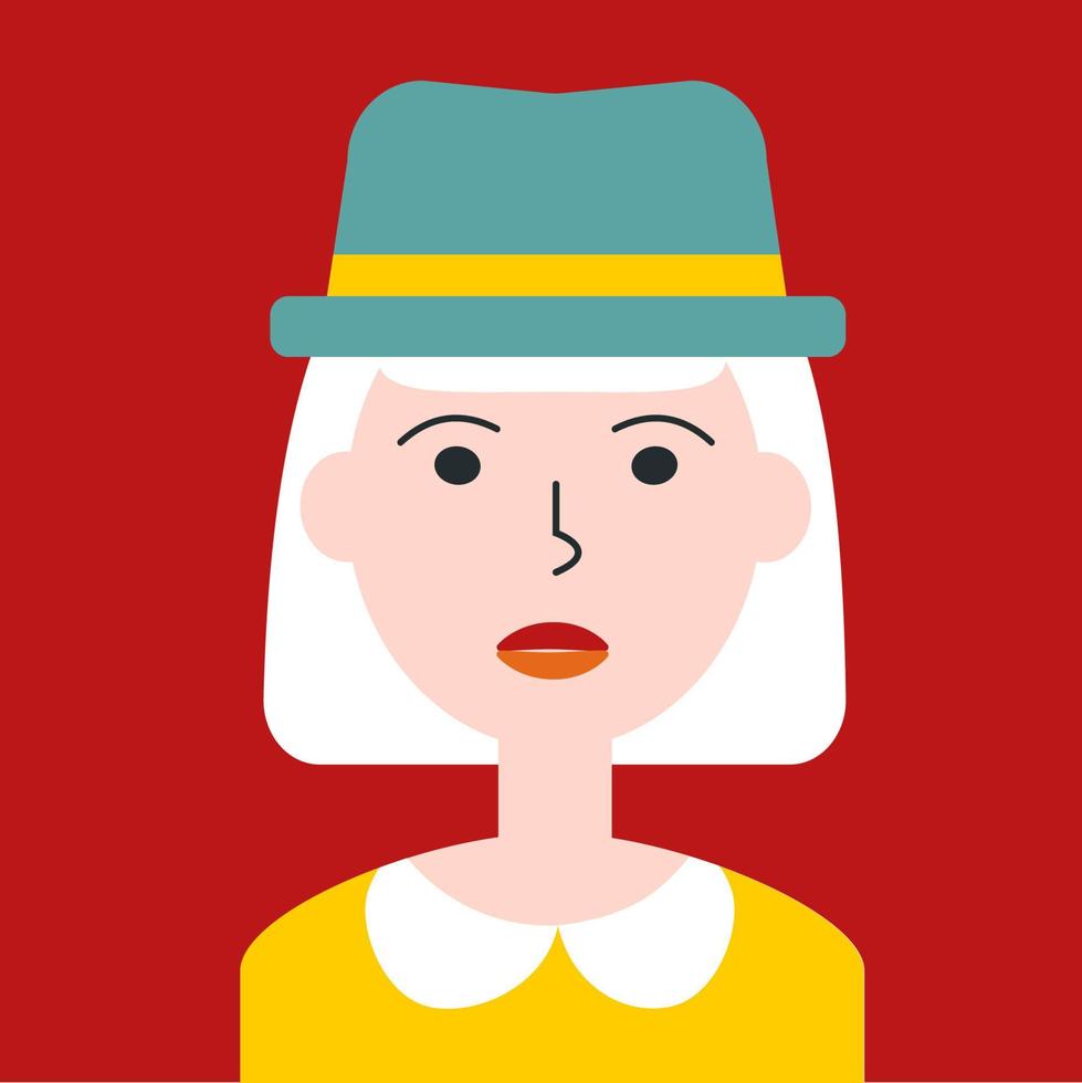 Flat color women portrait. Young girl European ethnicity face avatar. Characters for web, video game, account, vector icon.