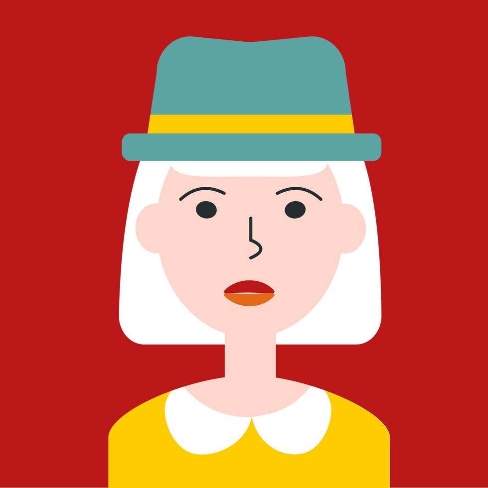 retrato de mujer de color plano. avatar de la cara de la etnia europea de la chica joven. personajes para web, videojuego, cuenta, icono de vector. vector