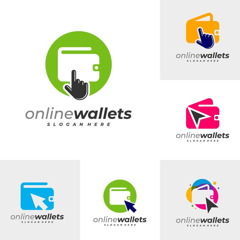 Set of Click Wallets logo design vector template, Creative Wallets logo design concepts