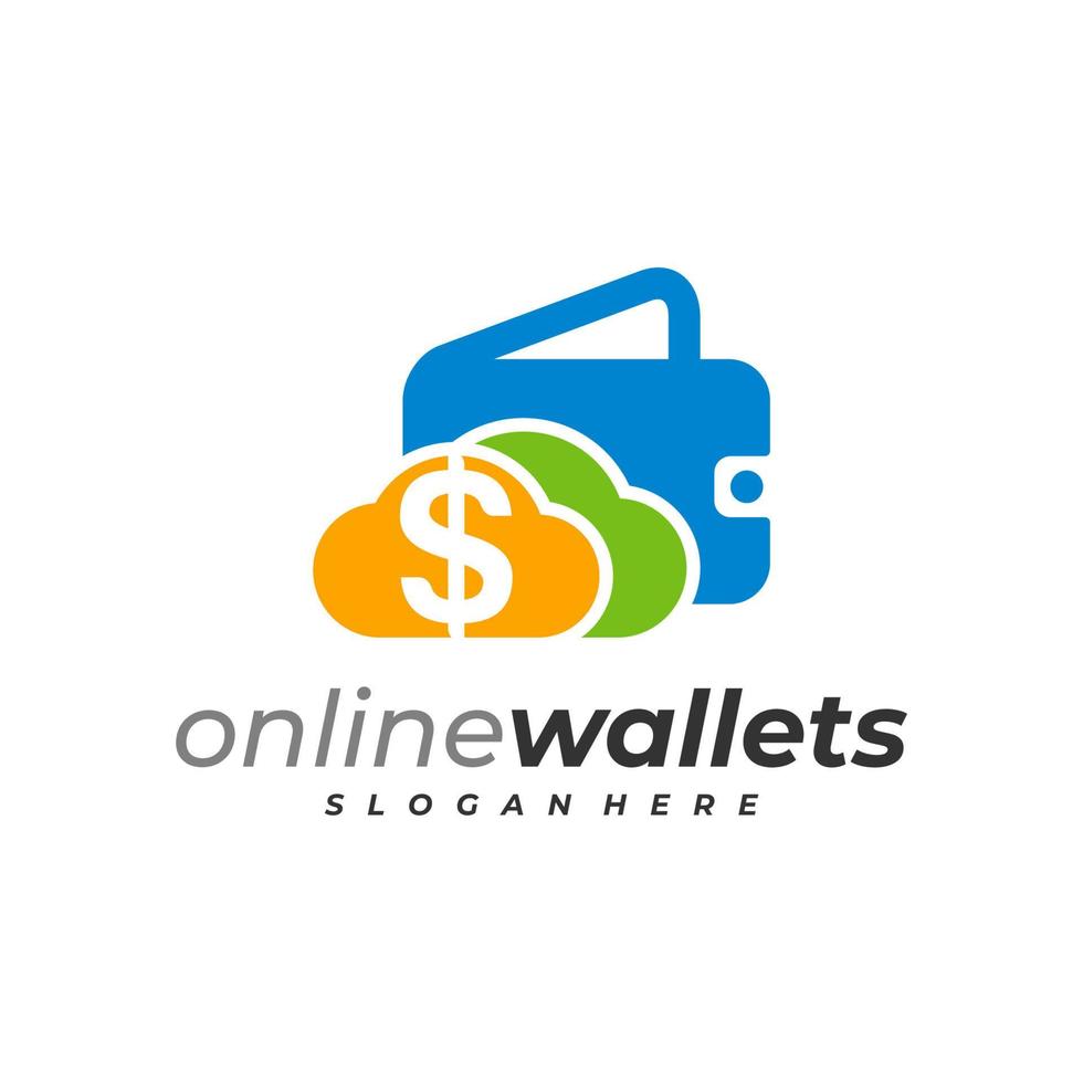 Plantilla de vector de diseño de logotipo de billeteras de dinero, conceptos de diseño de logotipo de billeteras creativas