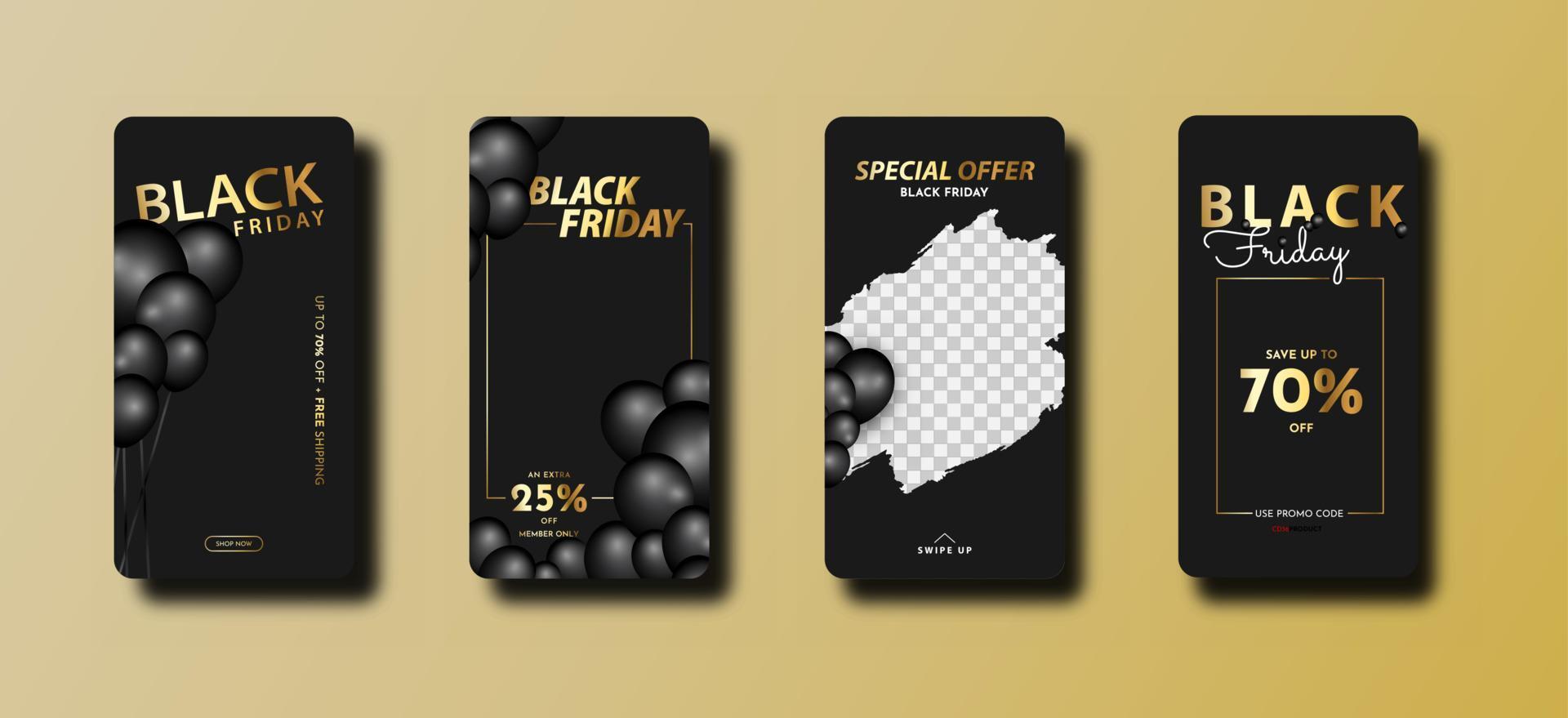 Black friday Poster, banner, social media feed stories collection vector