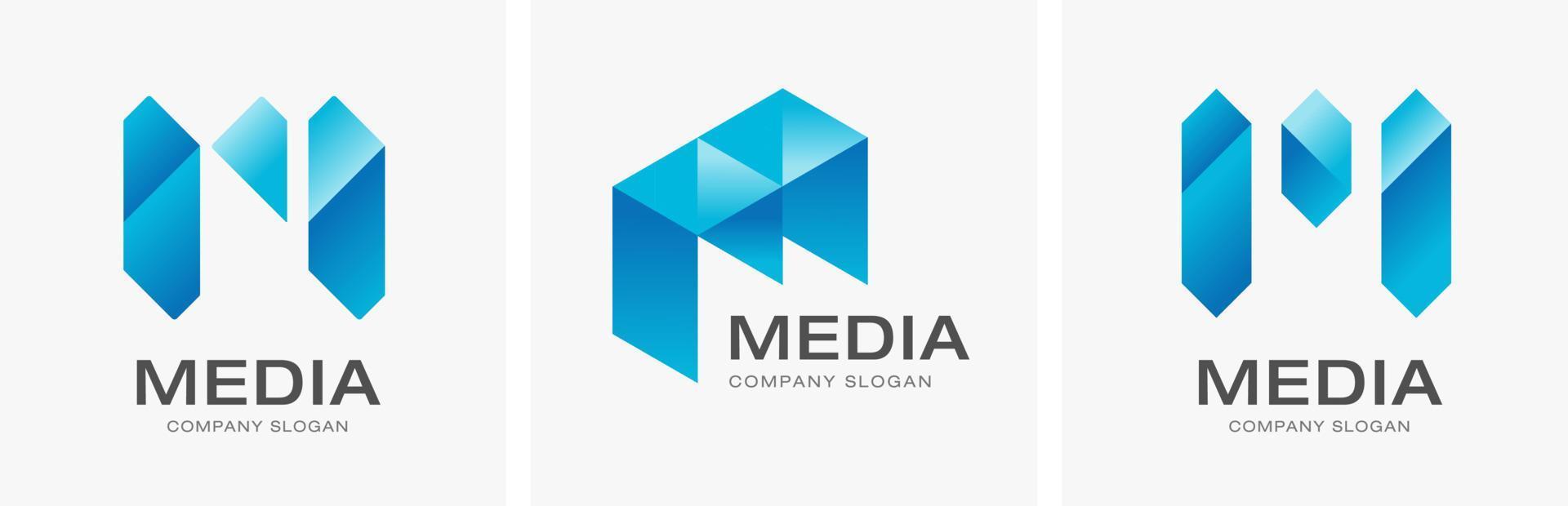 Letter M concept media technology logo design vector