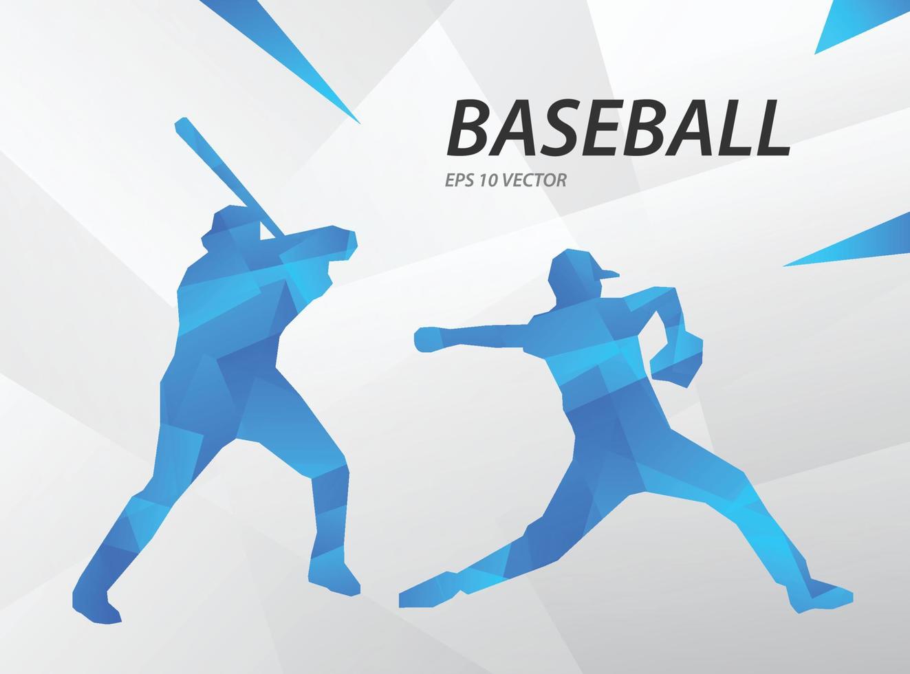Blue modern vector graphic baseball player on abstract background