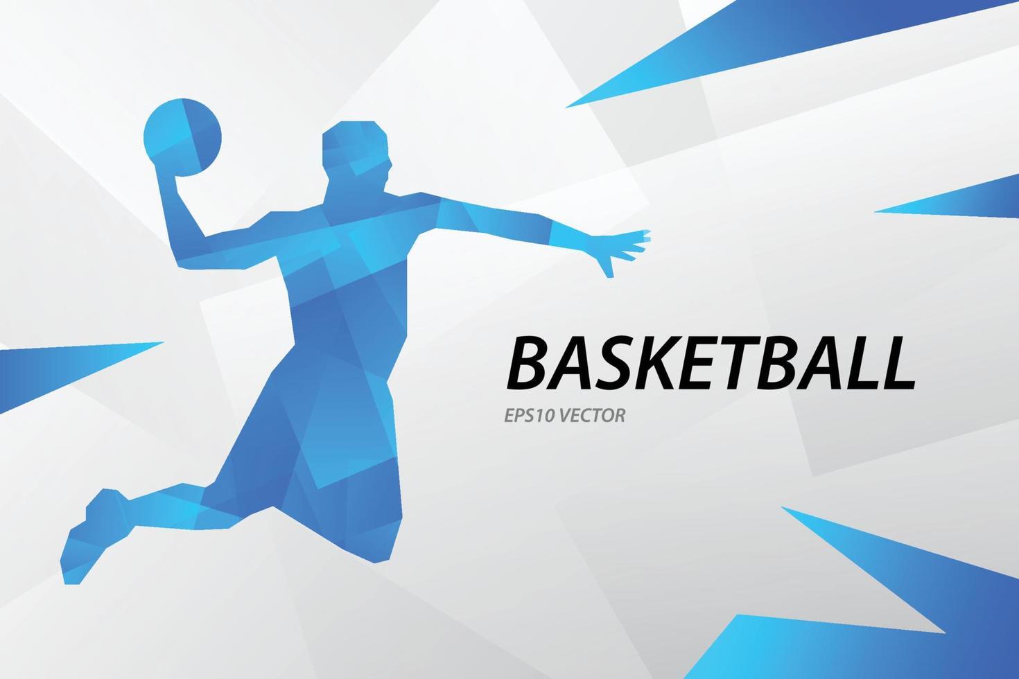 Blue modern vector graphic basketball player on abstract background