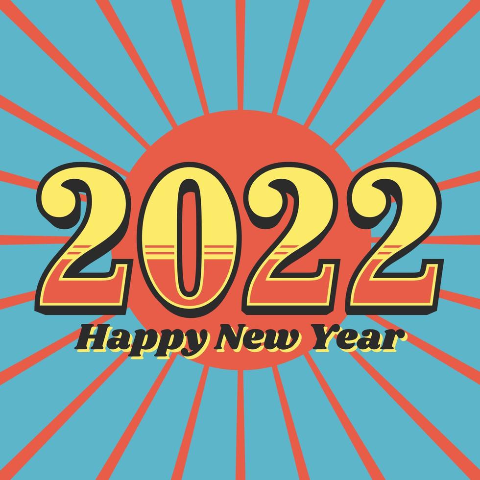 happpy new year 2022 vintage design vector