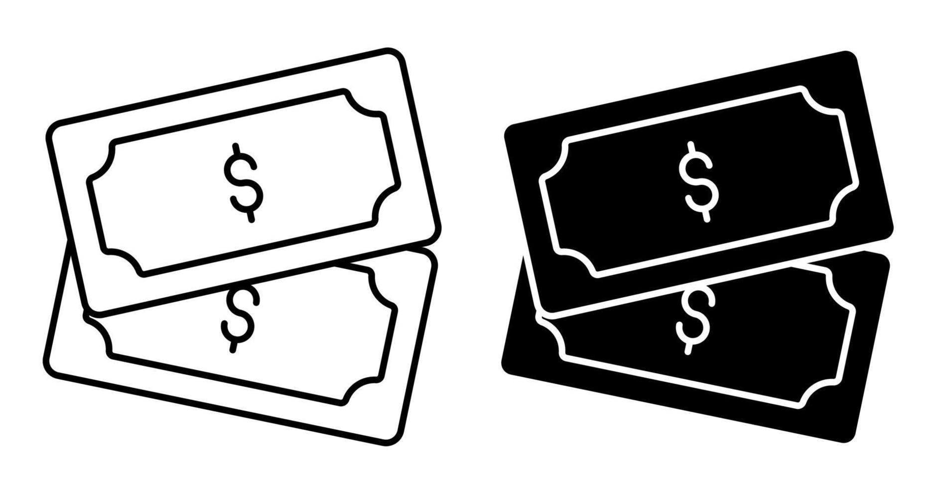 icono lineal. paquete de dólares. ahorrando dinero y usando efectivo. simple vector blanco y negro aislado sobre fondo blanco