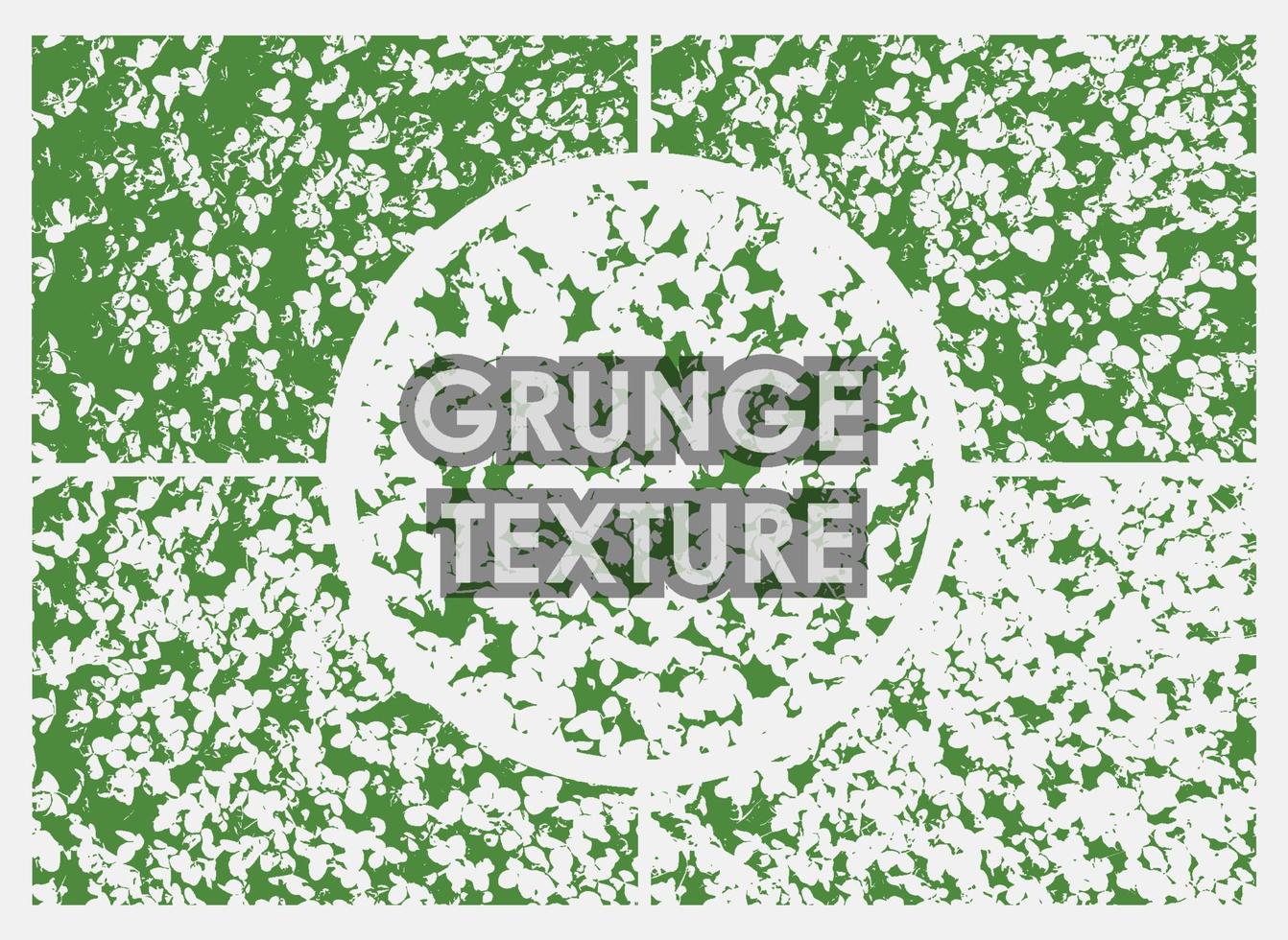 Conjunto de texturas grunge de trébol de tres y cuatro hojas con diferente número de manchas sobre fondo transparente. textura de fondo de cartel antiguo. vector