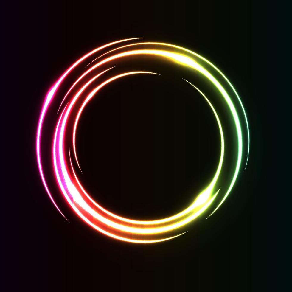 arco iris de efecto de luz de círculo abstracto en vector de marco de anillo iluminado