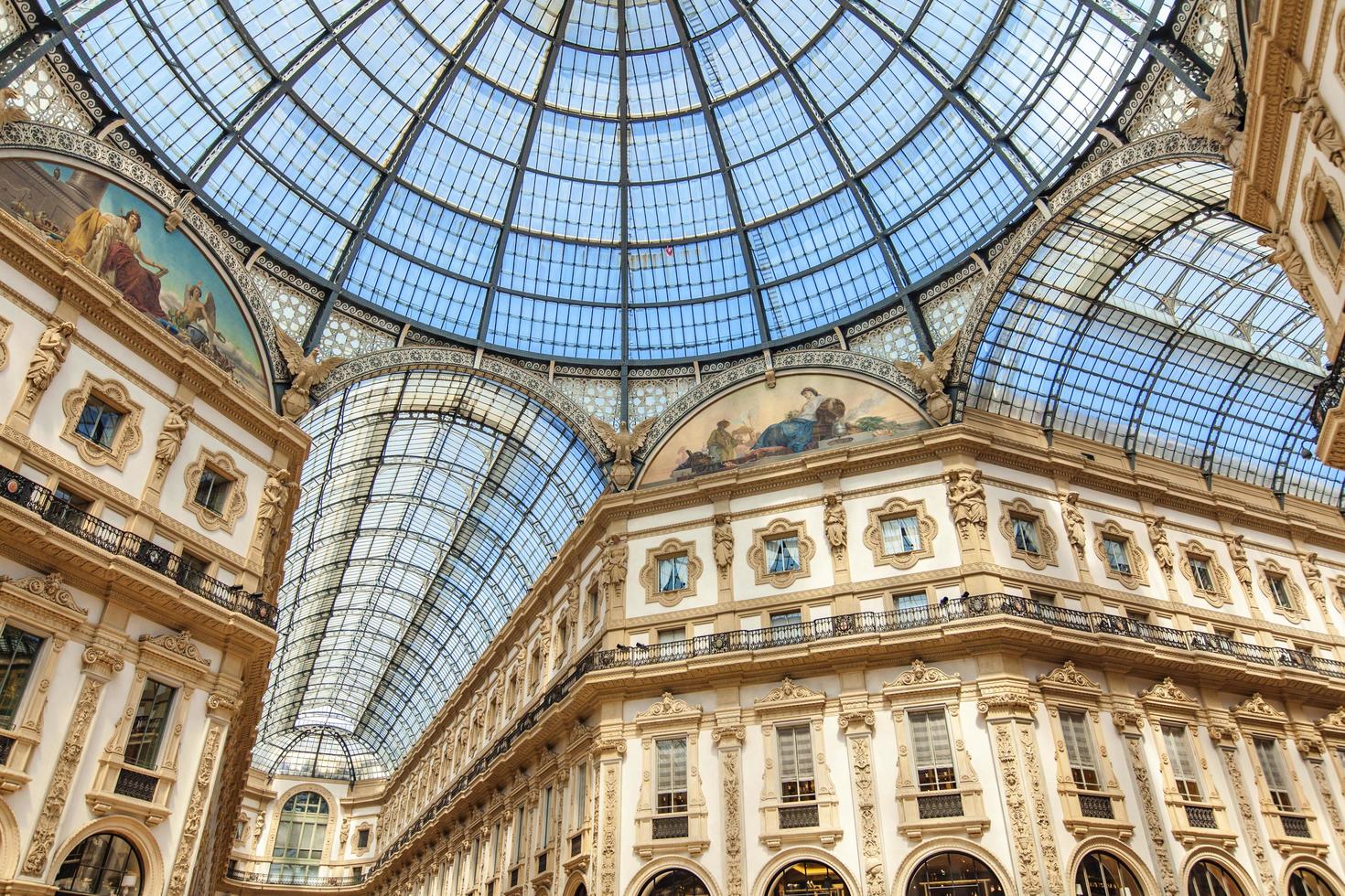 MILAN, ITALY, 2017 - Detail of Galleria Vittorio Emanuele II in Milan. It is one of the world's oldest shopping malls, opened at 1877. photo