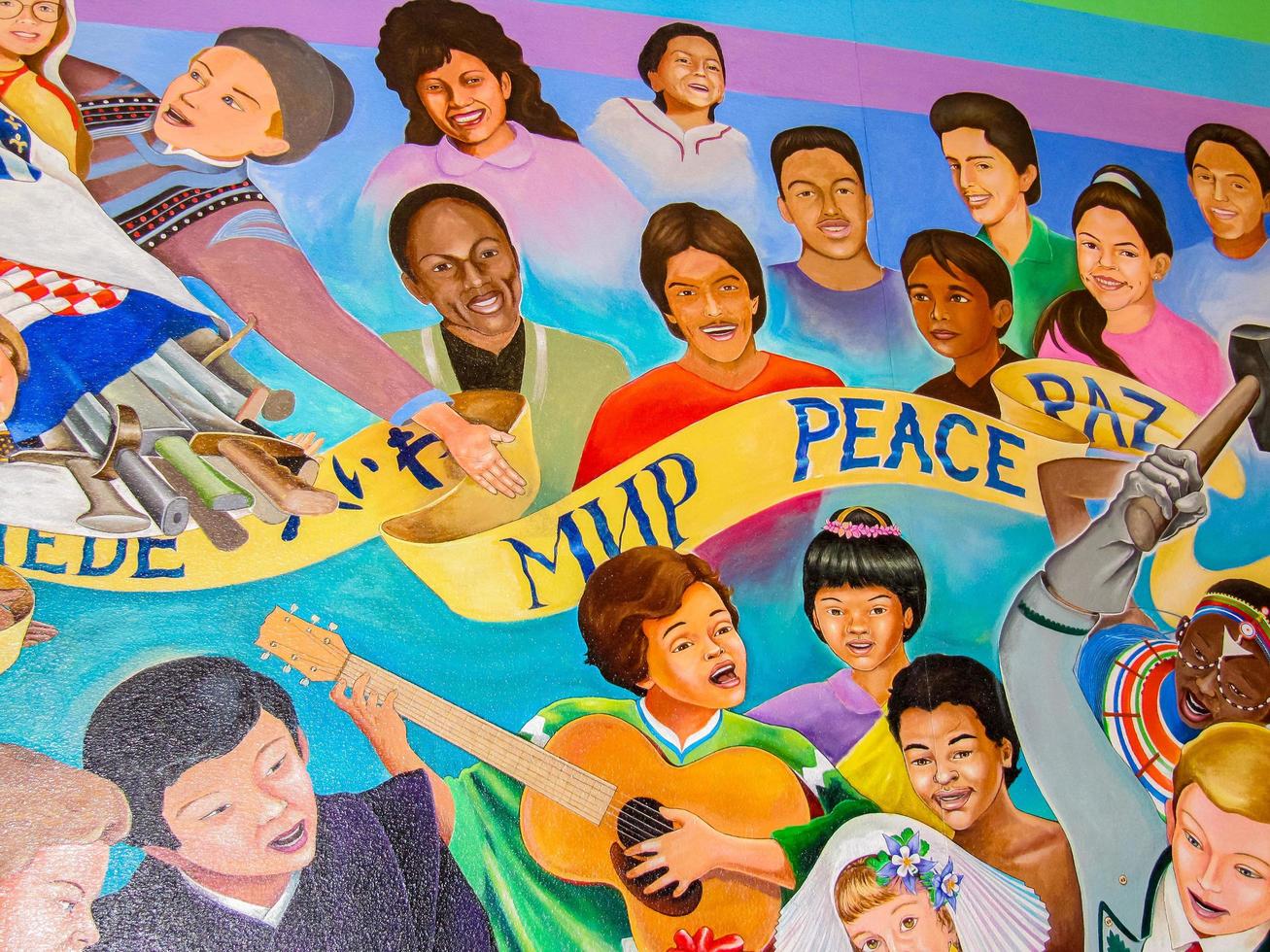 DENVER, USA, 2008 - Children of the World Dream of Peace mural by Leo Tanguma at Denver International airport. DIA's Art Collection was honored for ten best airports for public art in the US photo