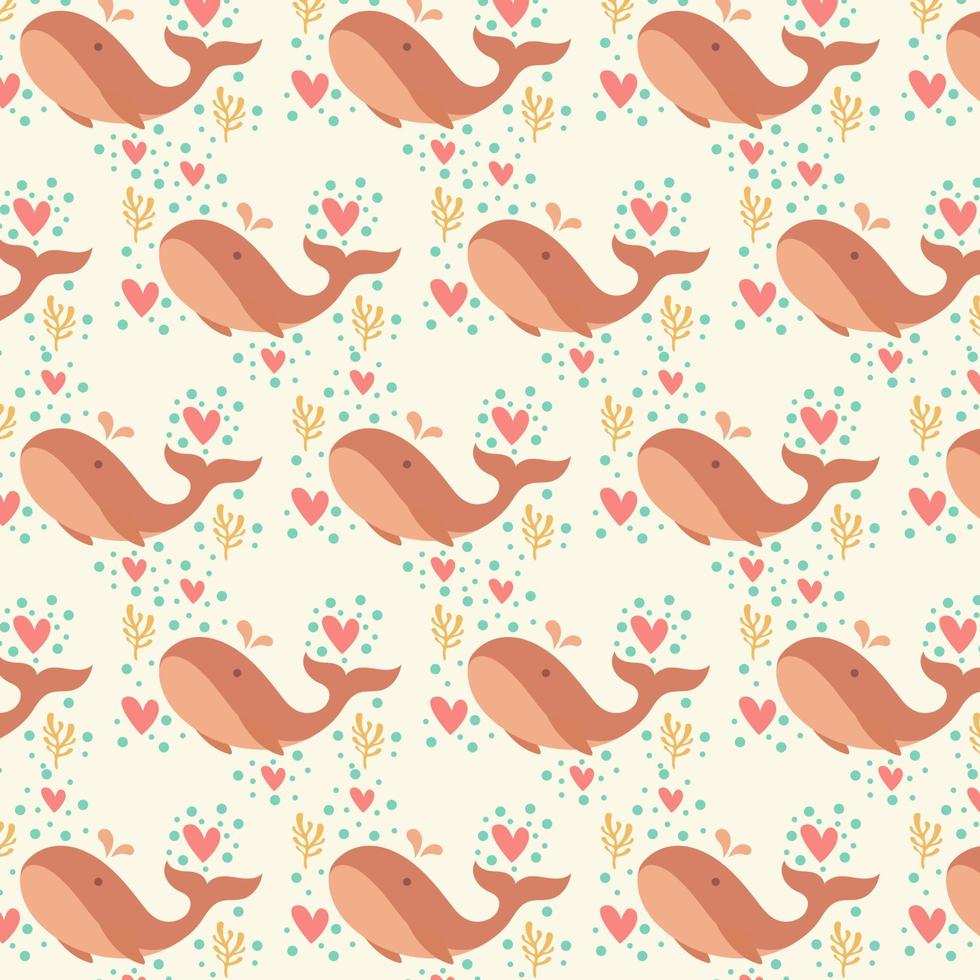 Pastel color whale seamless pattern vector