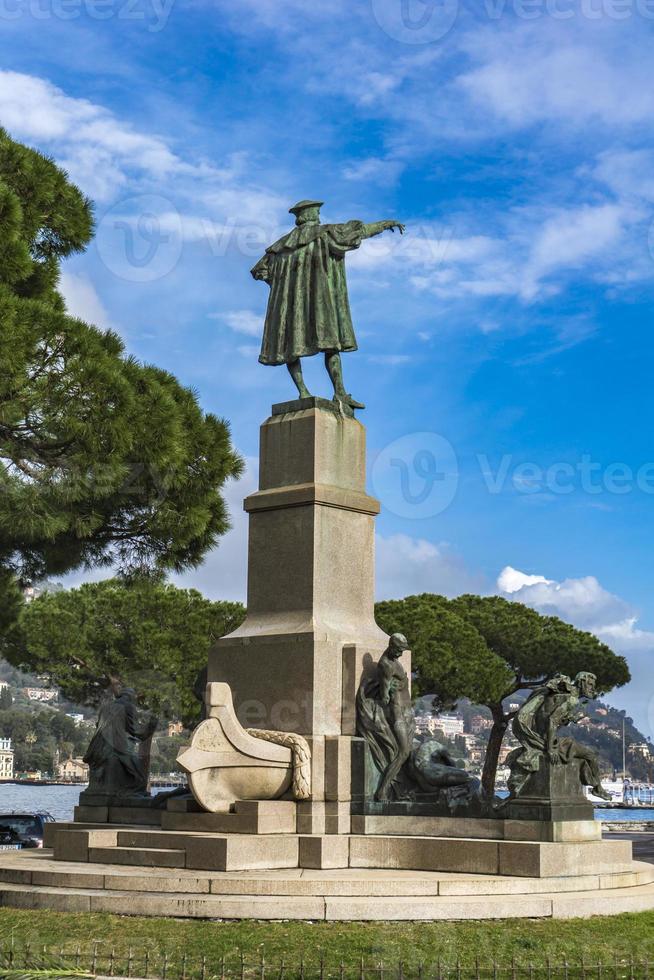 Monument to Christopher Columbus in Rapallo, Italy photo