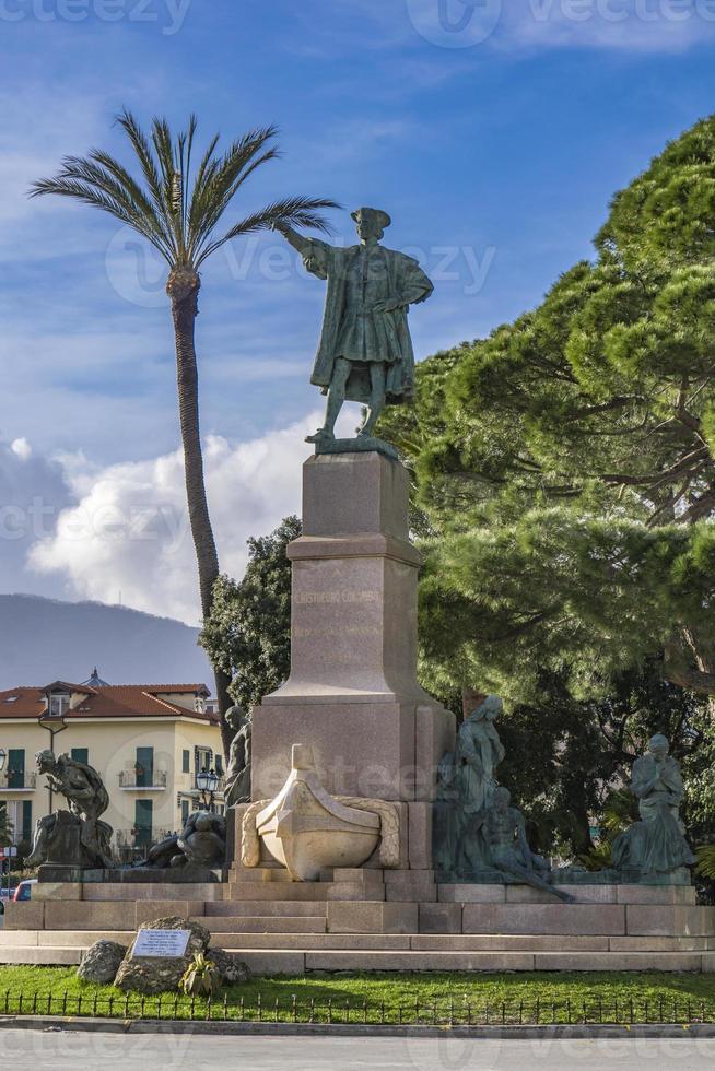 Monument to Christopher Columbus in Rapallo, Italy photo