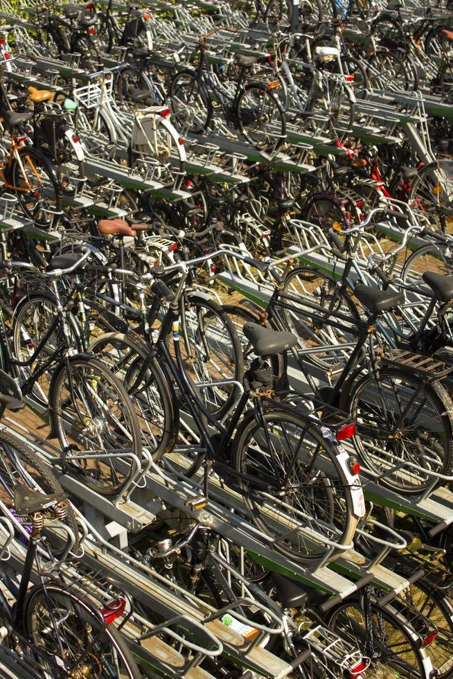 Rotterdam, Países Bajos, 2021 - Numerosas bicicletas estacionadas en Rotterdam, Países Bajos. 160.000 - 25 por ciento de los habitantes de Rotterdam que utilizan sus bicicletas a diario. foto