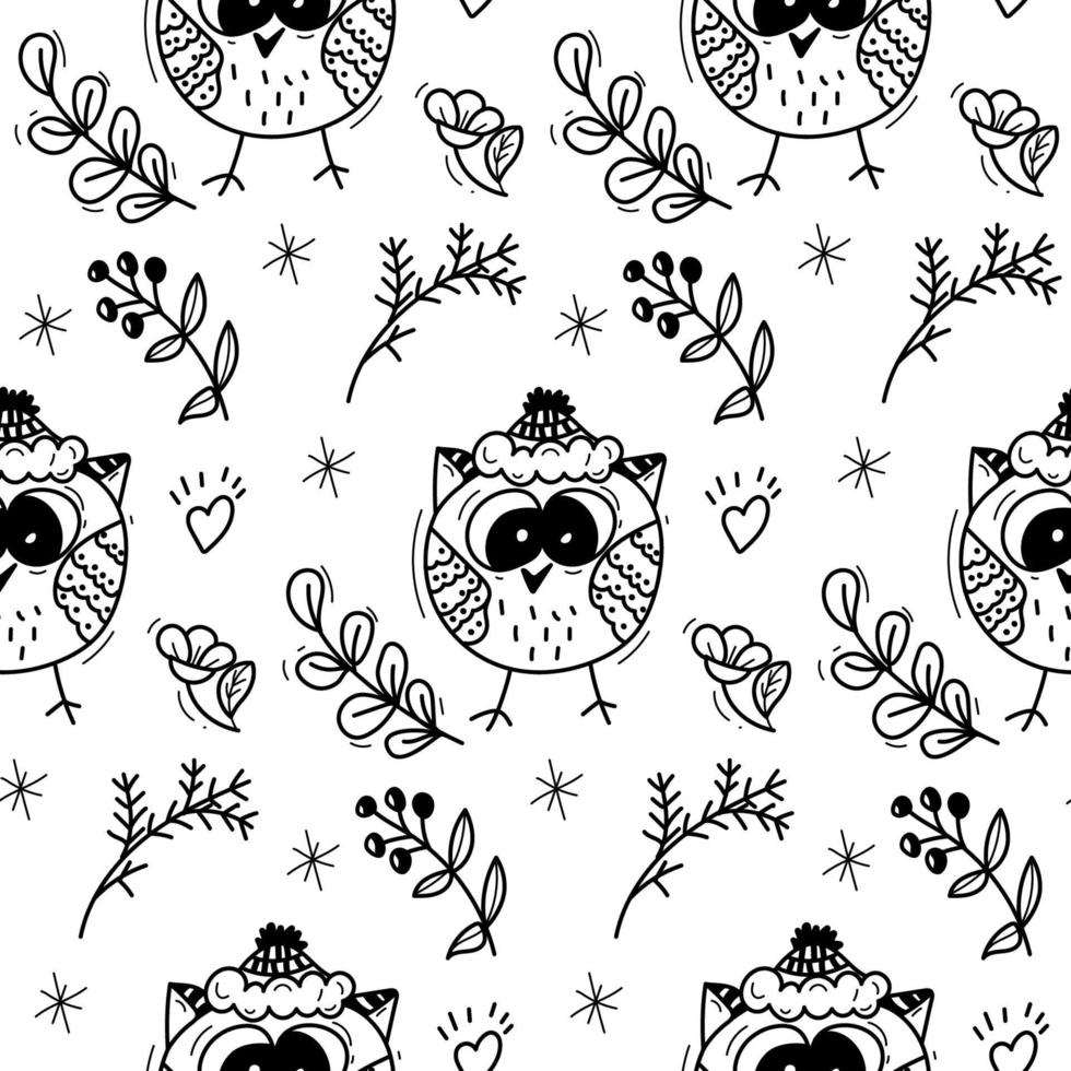 Cute seamless pattern with owls. Design for bedding, quilts, wrapping paper and more. vector