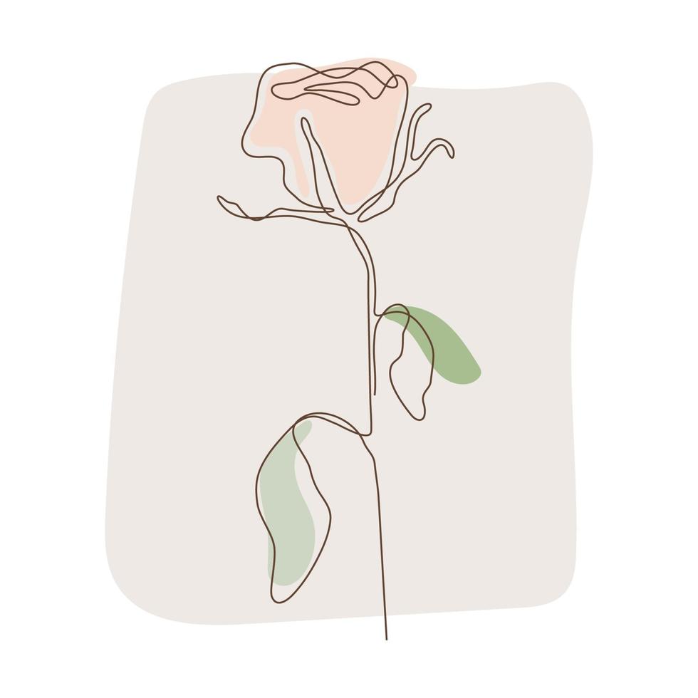 icono de flor color de rosa. dibujo continuo de una línea. vector. vector